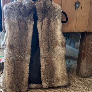 Express Faux Fur Vest in Black and Brown